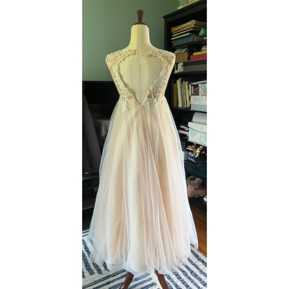 DB Studio David's Bridal Girl's Ivory Satin Tulle Flower Formal Dress Gown Sz 12 - Picture 11 of 16